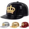 Crocodile Patterned Crown Hip Hop Hat Men and Women PU Leather Baseball Cap Fashionable Flat Top Caps Casual Hats