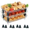Suport cu 3 Niveluri pentru Friteuză cu Aer Cald AEE2 pentru Ninja Dual Basket, Suporturi Stivuibile pentru Bacon pentru Accesorii Friteuză cu Aer Cald Ninja DZ201, DZ401 Tampoane pentru Picioare