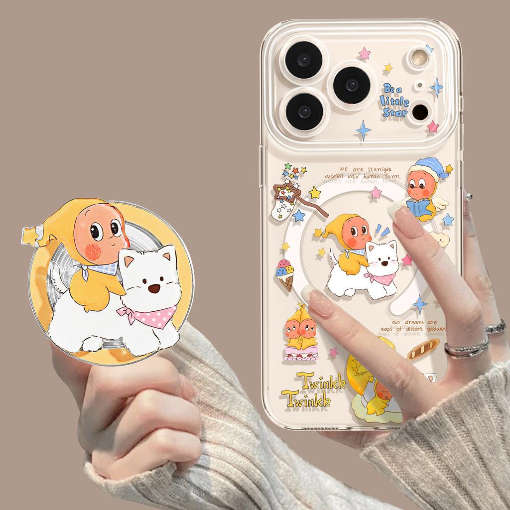 Applicable to iPhone17 puppy doll magnetic suction 16promax bracket 15 Apple 14 cartoon 13 new mobile phone case
