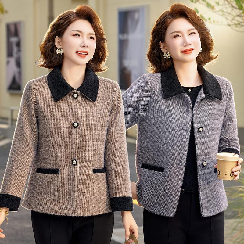 Würdevolle & Elegante Hahnentritt-Wolljacke für Frauen mittleren Alters - 50er Jahre Frühjahrs- & Herbststil