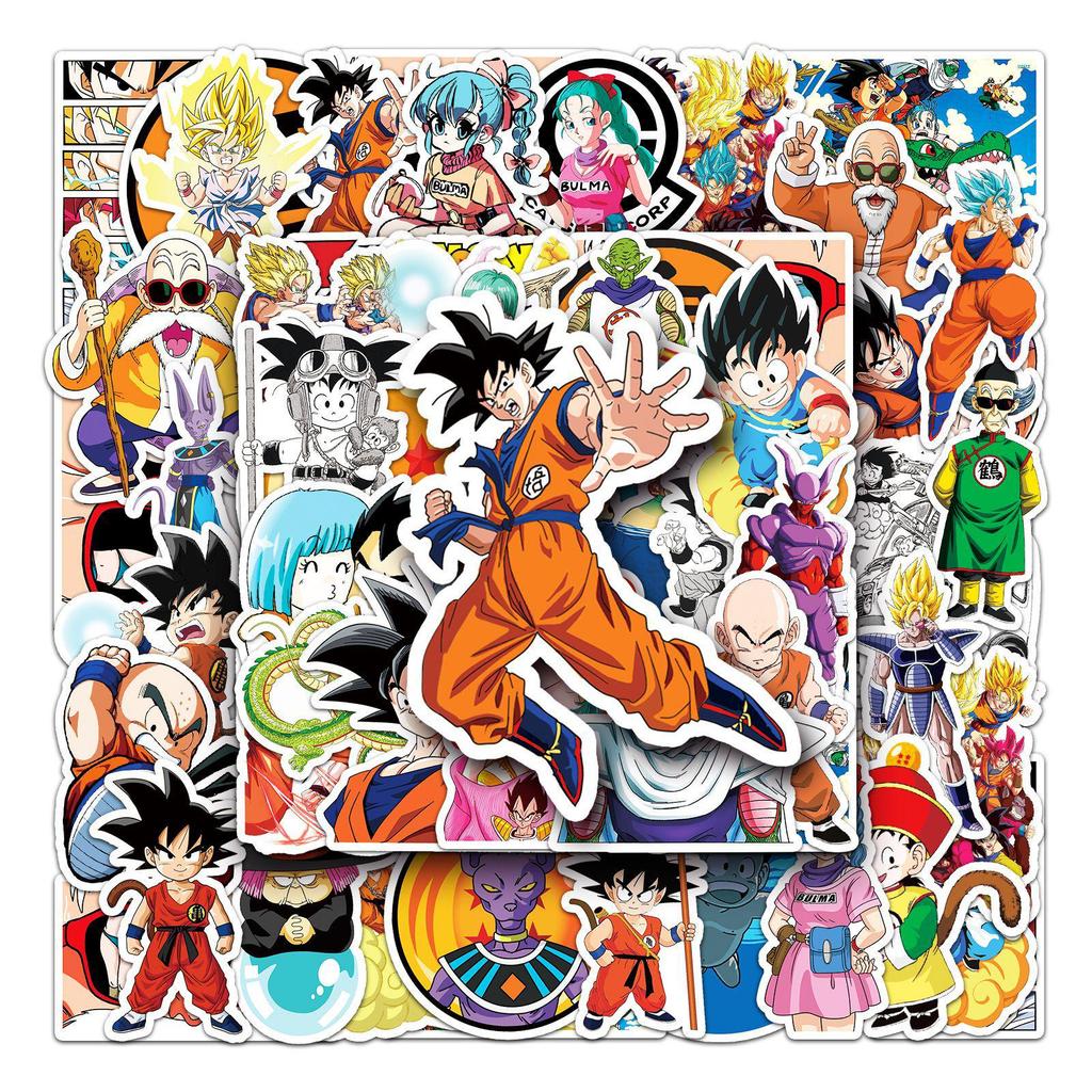 50 Dragon Ball Anime Character Stickers: Waterproof Decor for Suitcases, Phones, Computers, Guitars, and Notebooks.