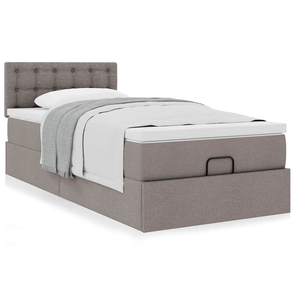 Ottoman Bed with Mattress Taupe 100x200 Cm Fabric