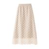 Knitted Midi Skirt for Winter Women Mid To Long Style with Crochet Lace A-line Wrapped Buttocks Skirt Thick Winter Skirt
