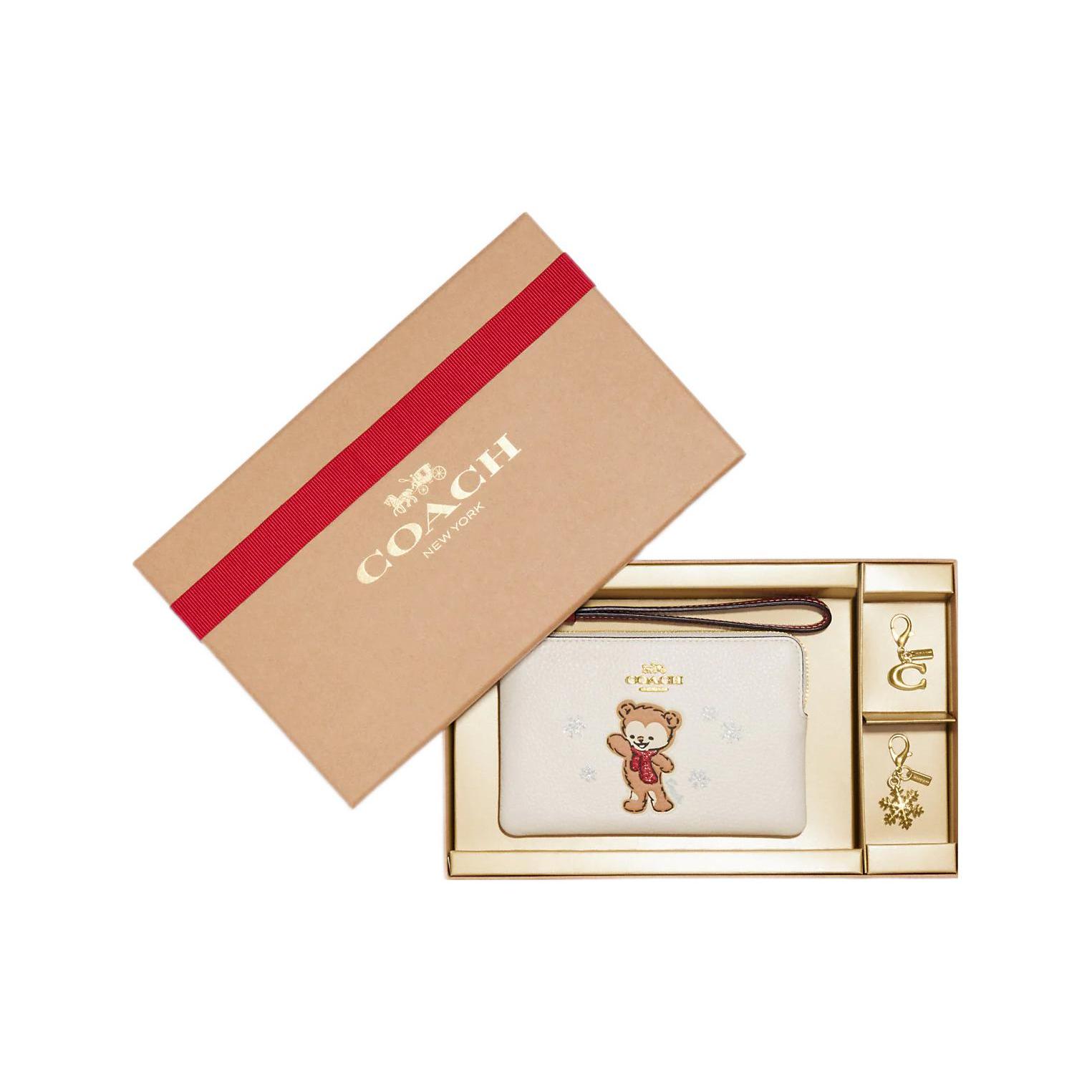 

New COACH Corner Zip Pebbled Leather Wrist Bag Clutch Trumpets Women s Chalk White CE891-IMCAH 16.0*1.3*10.2CM