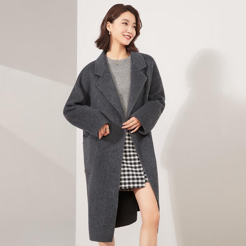 Jinjv Women's 100% Wool Maillard Style Double-Faced Coat