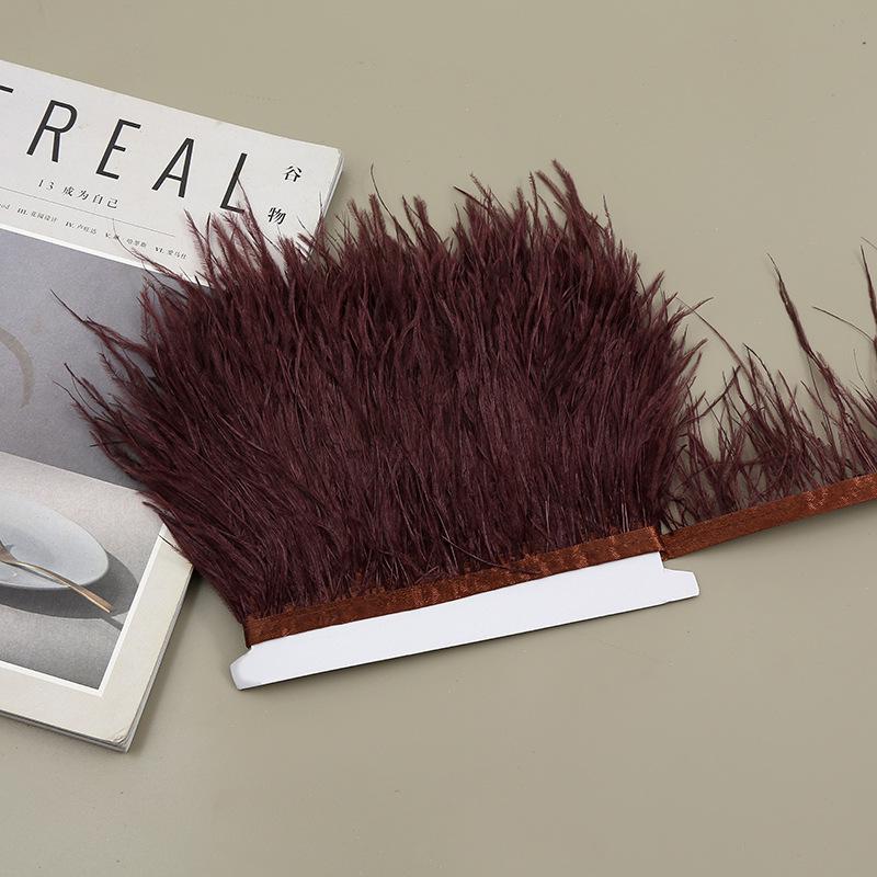 Color 8-10 Cm Ostrich Hair Cloth Edge Clothing Cuffs Hem Ostrich Feather Strips Cloth With Accessories Lace