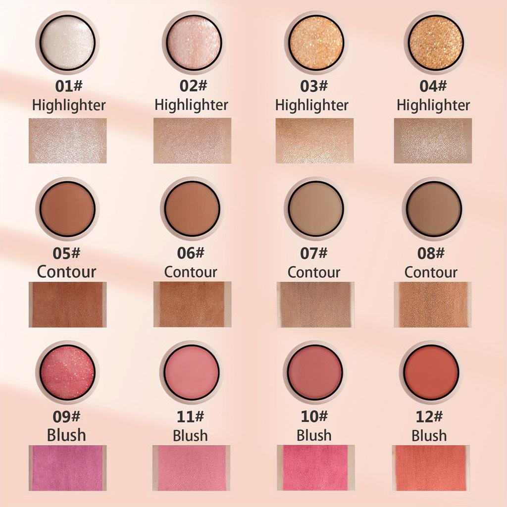 Rouge-Stick in 12 Farben, matt, Highlighter-Stick, natürliches Nude-Make-up, Gesichtsdefinition, Konturierungsstick, multifunktionaler Make-up-Stick