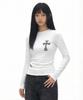 Damiswi Essential Gothic Cross Long Sleeve_White