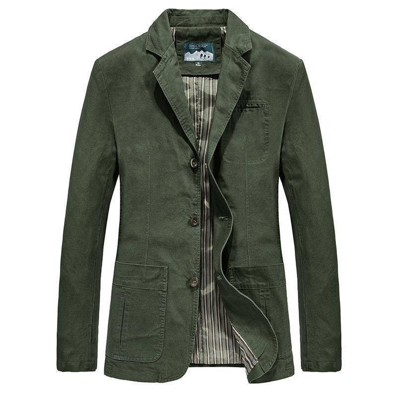 

Men s Middle-aged Pure Cotton Loose Blazer Men s Spring and Autumn Men s Casual 4XL армія зелений колір