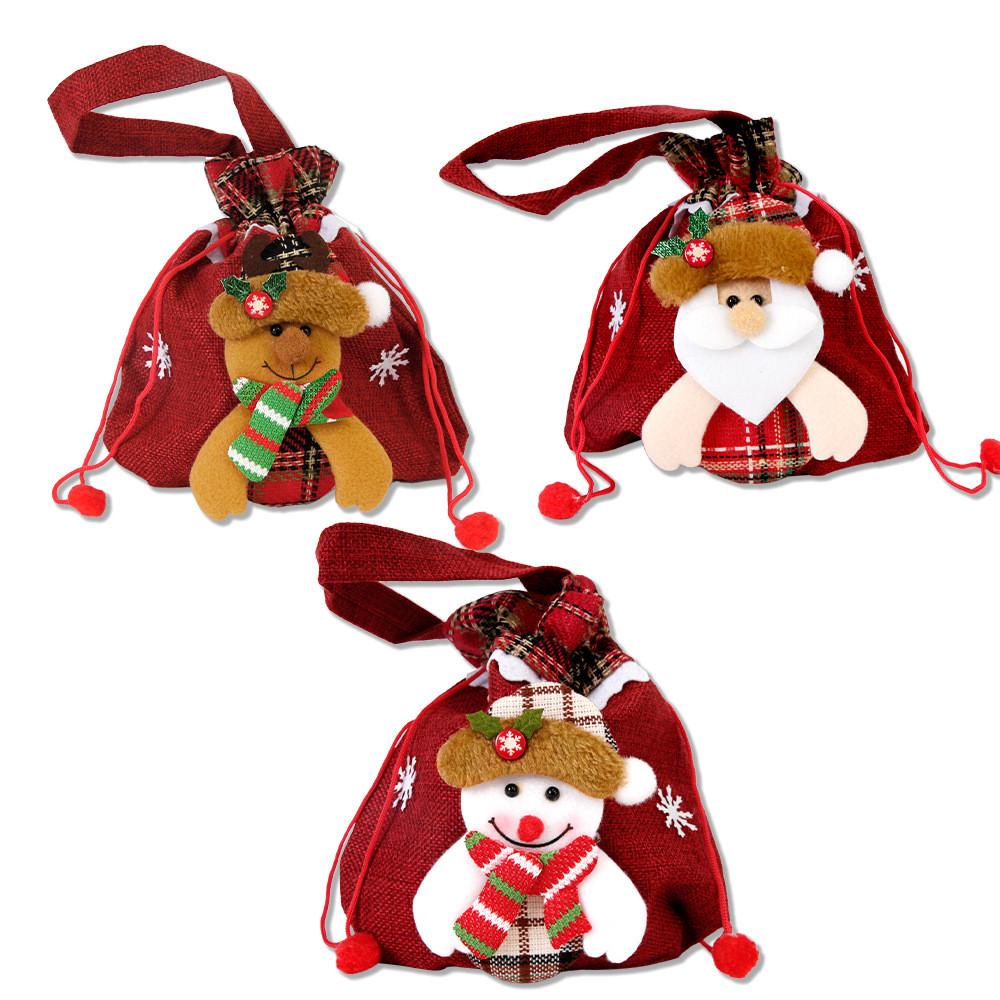 Christmas Candy Cartoon Bags For Kids Featuring Snowman Bear And Santa Designs