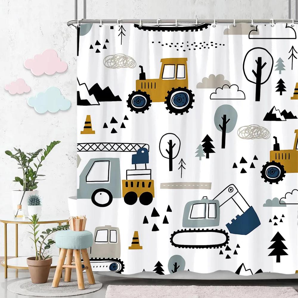 Cartoon Animal Alphabet Shower Curtain Kids ABC Educational Learning Tools Baby Girls Boys Colourful Bath Curtain Bathroom Dec