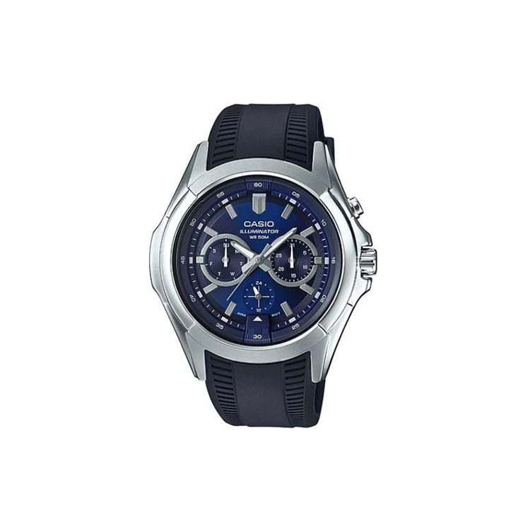 

Casio 50M Water Resistant Quartz Watch Resin Strap Men watches Blue MTP-E204-2AVDF Blue Dial