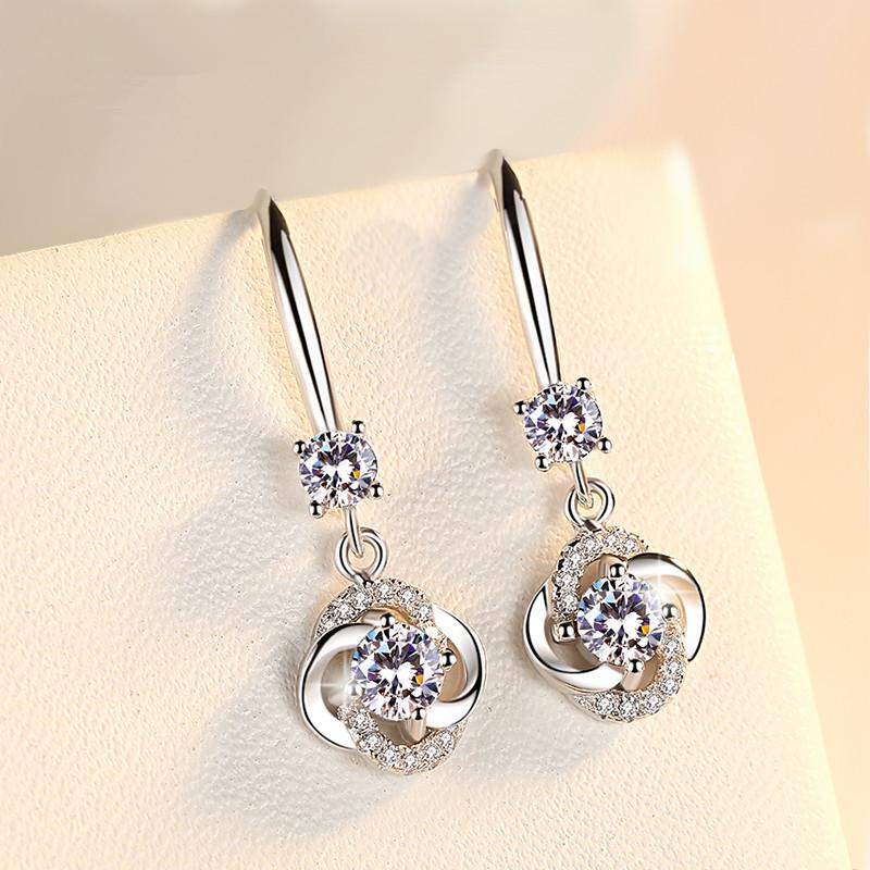 925 Sterling Silver Stud Earrings AAA Zircon For Women High Quality Exquisite Student Girlfriend Jewelry Accessories Heart GiftGood Product