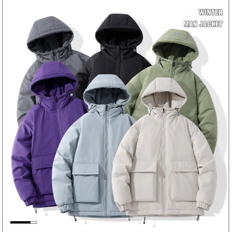 Cotton Clothing Men's Winter Loose Solid Color Cotton Jacket Thickened Workwear Big Yards Cotton Jacket Jacket Warm