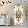 2pcs European Luxury Wall Stickers, Living Room Bedroom Entrance Decoration Door Stickers, Gold Carved Self-adhesive Waterproof