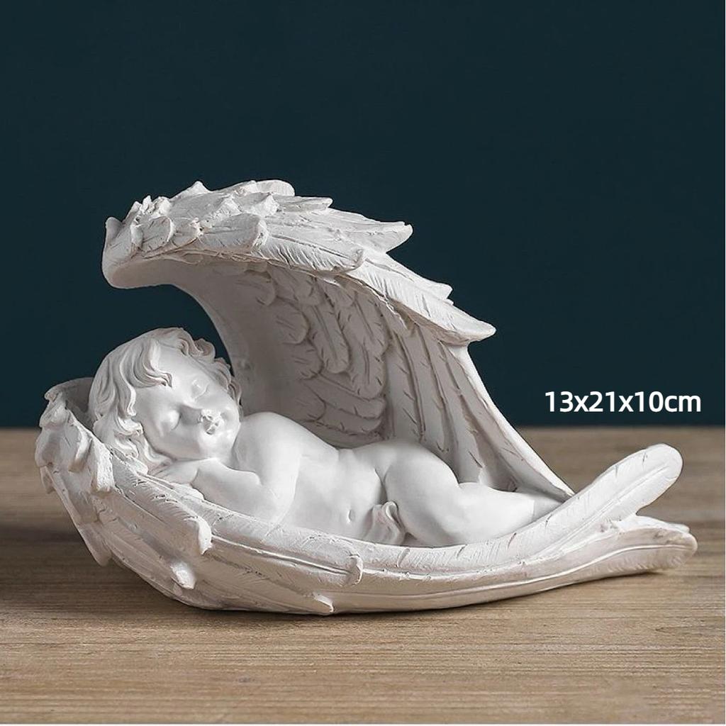 Nordic Creative Resin Angel Figurine, Modern Angel Sculpture Decorative Desktop Ornament