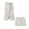 European & American Women’s Fashion 2025: Summer Slim Fit Colorful Button Vest & Short Skirt Set