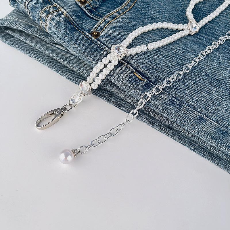 Xiaoxiangfeng Diamond Pearl Waist Chain Women'S Belt Women'S Dress Skirt Decorative Rhinestones