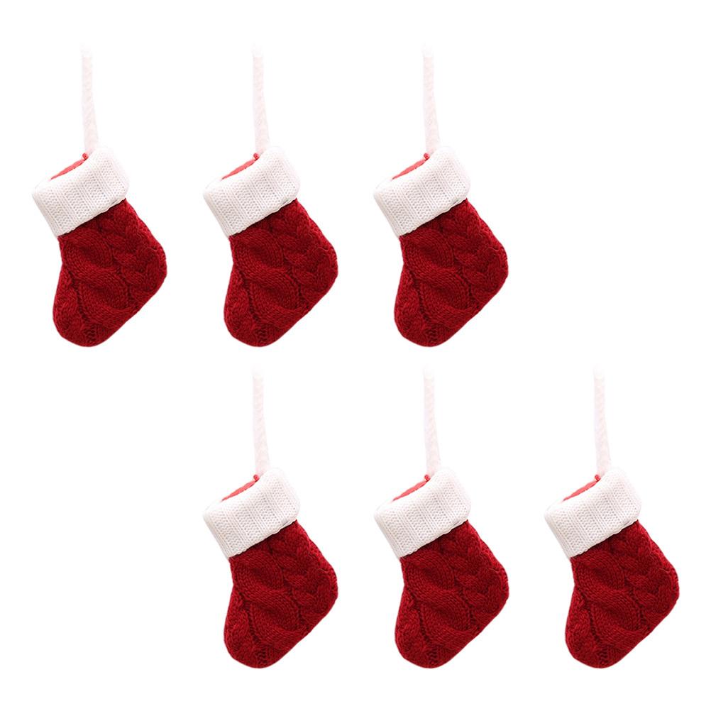 

6Pcs Christmas Themed Cutlery Holders Red Stocking Shaped Tableware Pouches for Holiday Banquet Decoration Accessories other