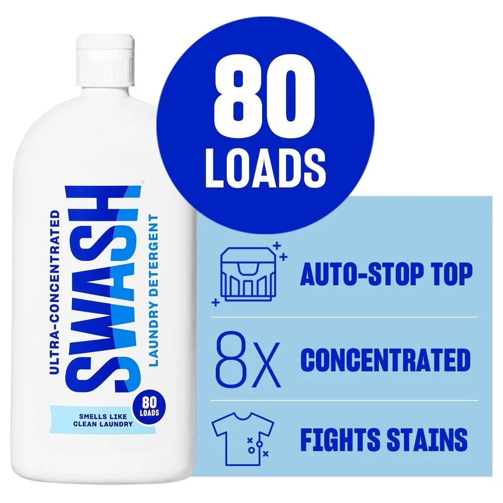 HE Ultra-Concentrated Liquid Laundry Detergent 80 Loads Fresh Clean Laundry Scent Stain Fighting Auto-Stop Top Compatible with