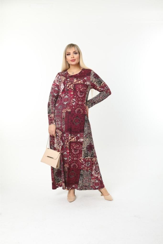 Damen Große Größen Kleid Plus Size Langarm (Geeignet für Hijab) Langes Kleid aus gekämmter Viskose