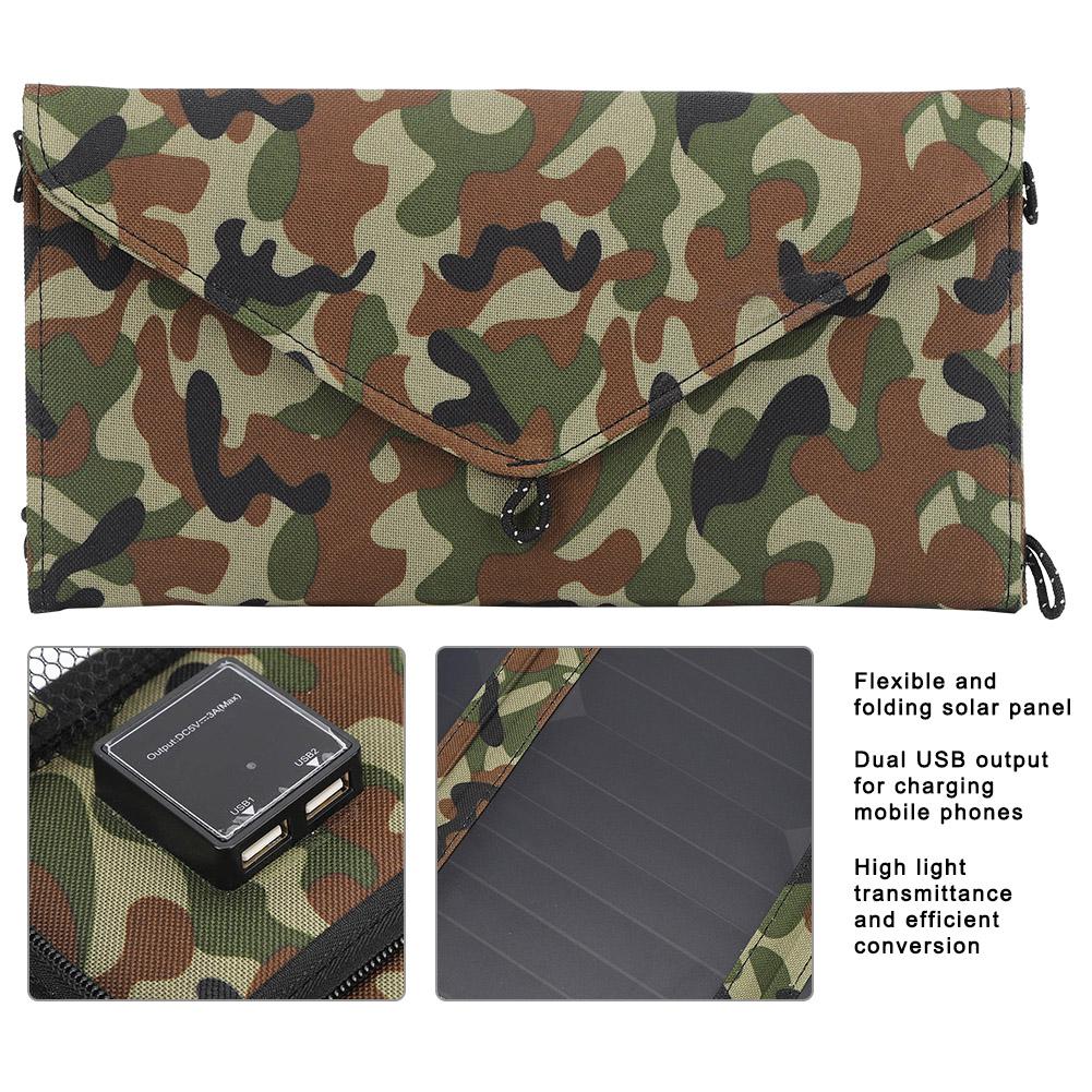 21W 5V Dual USB Port Portable Flexible Folding Waterproof Solar Panel for Mobile Phone Charging