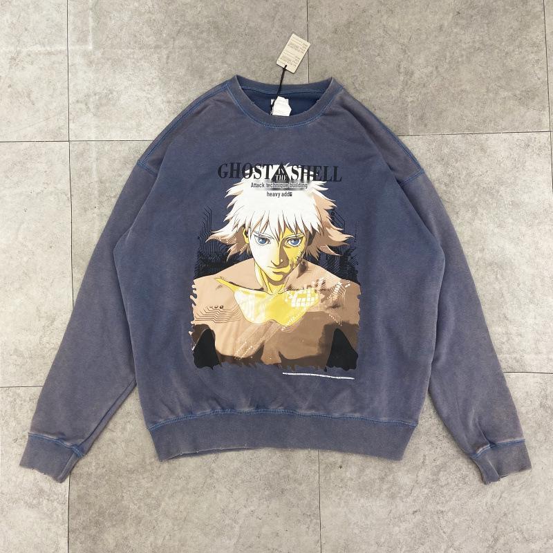 SAINT Retro Distressed Fleece Pullover Sweatshirt