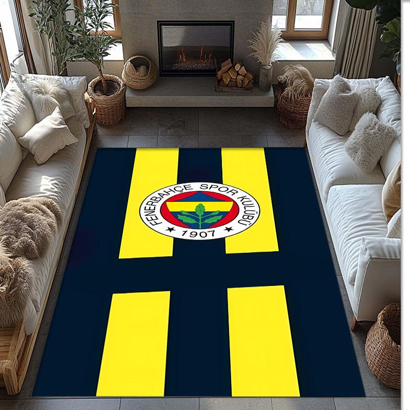 fenerbahce Printed Crystal Velvet Area Rug, Soft Anti-Slip Water Absorbent Floor Mat for Living Room Bedroom