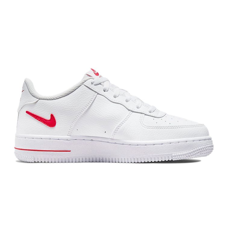 Nike Air Force 1 GS Cut-Out Swoosh - White University Red Kids Sneakers DR7970-100
