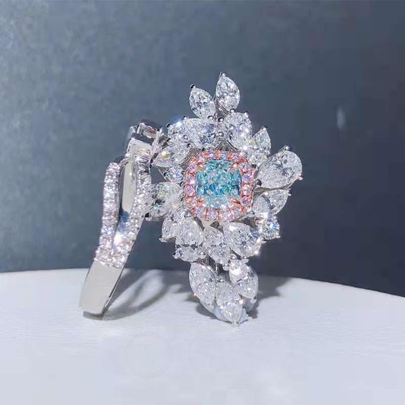 Group Inlaid Imitation Natural Argyle Pink Diamond Temperament Banquet Ring