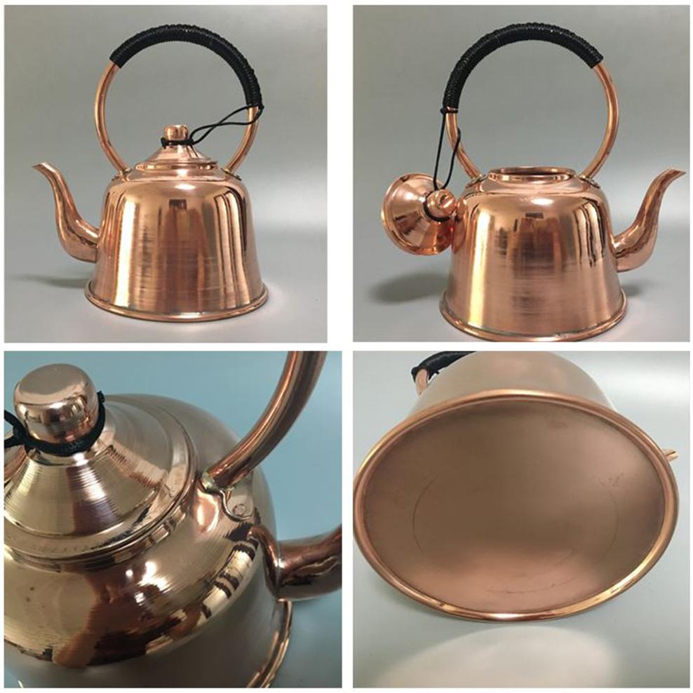 1,5L Kanvica z čistej medi Zahustená Červená Meď Mosadz Varná Kanvica Proti Obareniu Hrniec na Mlieko a Čaj Vintage Medená Čajová Súprava pre Domácnosť