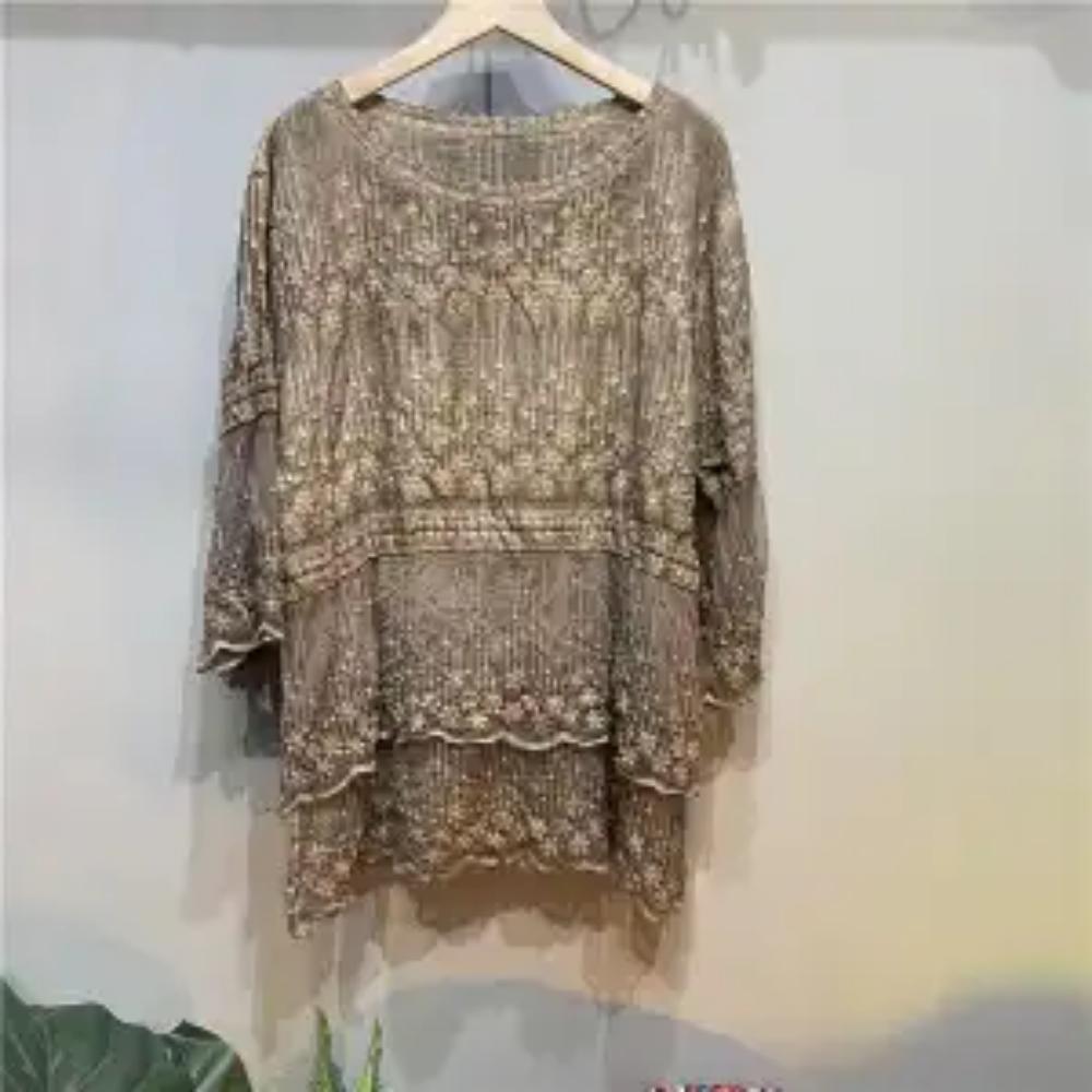 Elegant Fashion Women's Round Neck Lace Patchwork Tops Summer New Loose Casual Solid Color Half Sleeve T-shirt Female Clothing