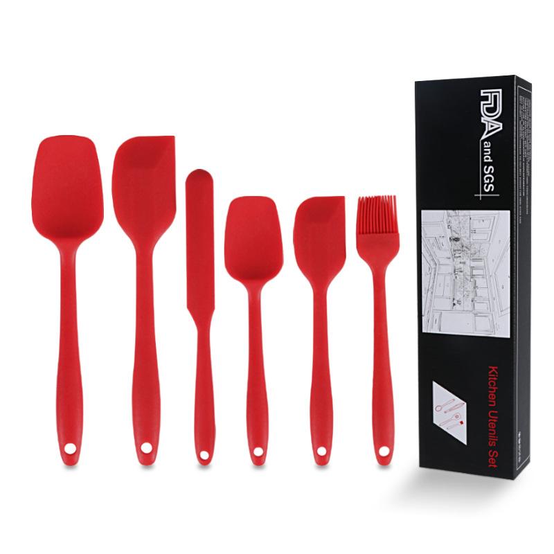 6Pcs Food Grade Silicone Non-Stick Butter Cooking Spatula Set Cooking Pastry Scraper Brush Kitchen Tools Cake Baking Mixing Tool