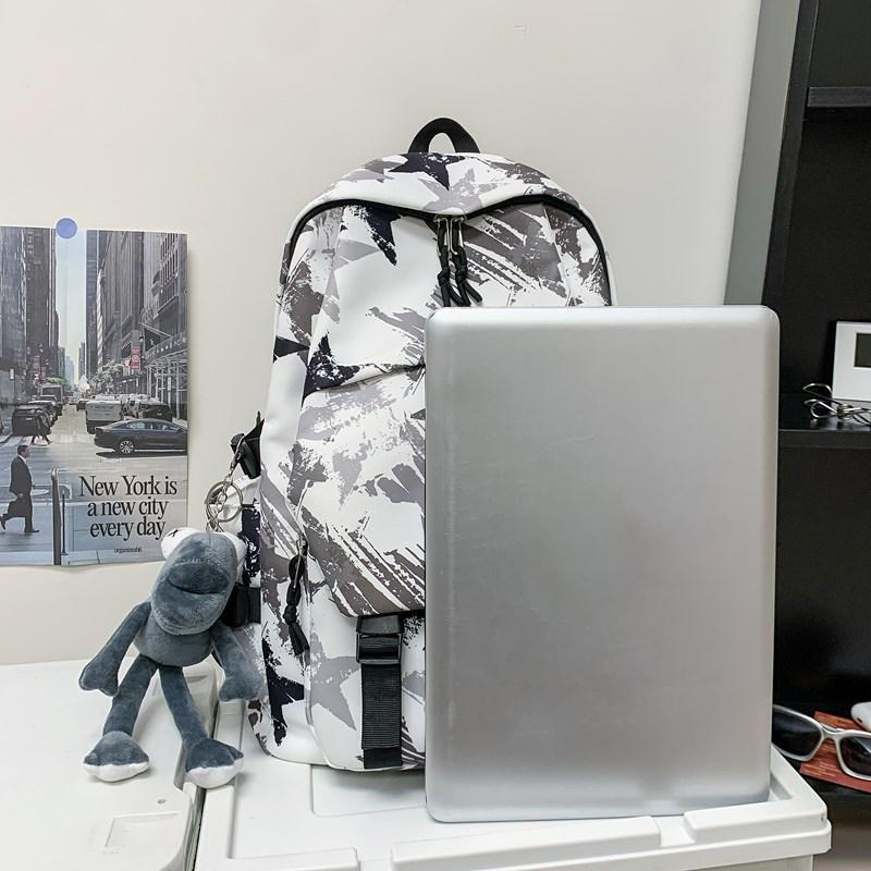 Star Graffiti Print Student Schoolbag Unisex Backpack