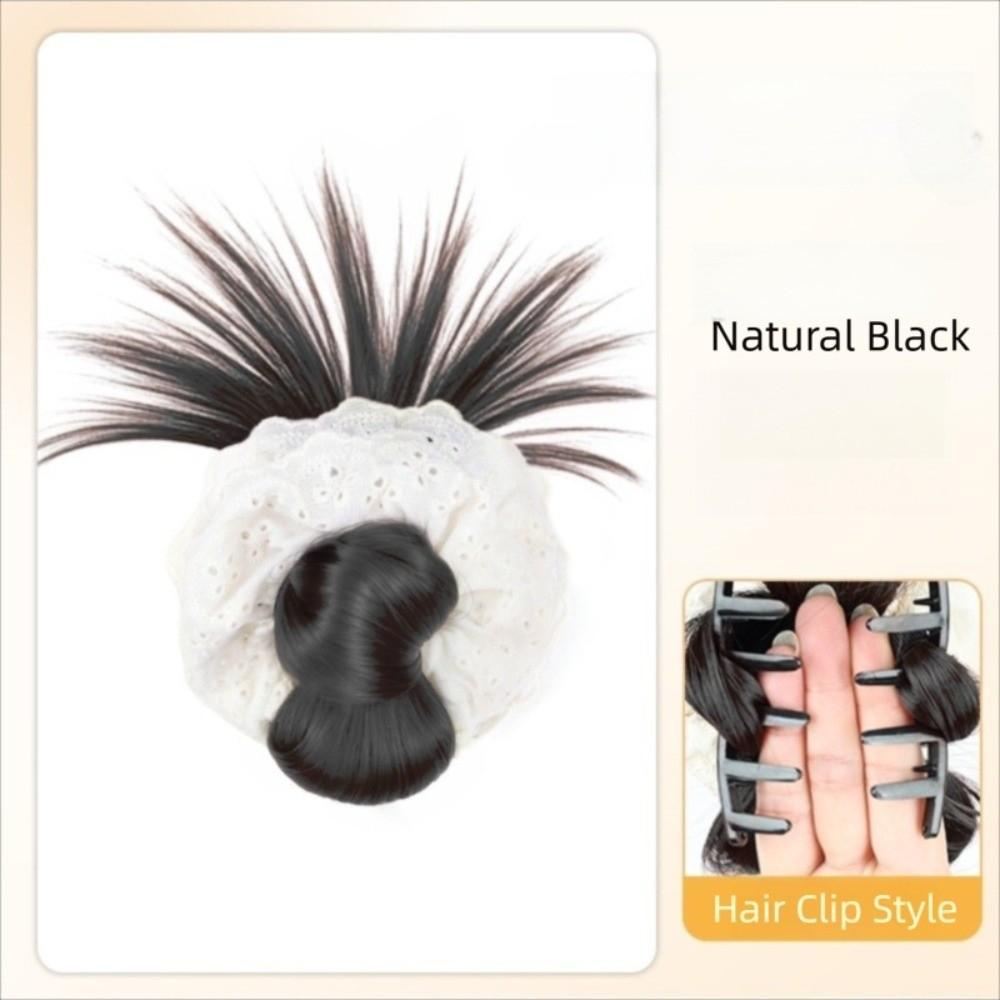 

Кружевная резинка для волос, заколка-краб для пучка с резинкой, парик, заколка для волос, новый парик, женский Natural Black