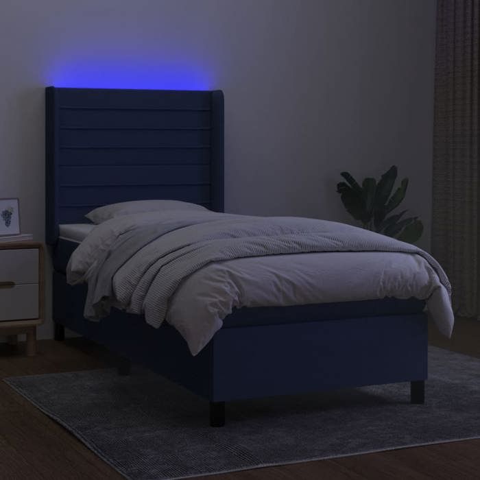 VidaXL Slat Bed Base with Mattress and LEDs, Upholstered Bed, Single Bed, Adult Bed for Interior Bedroom, 3138355