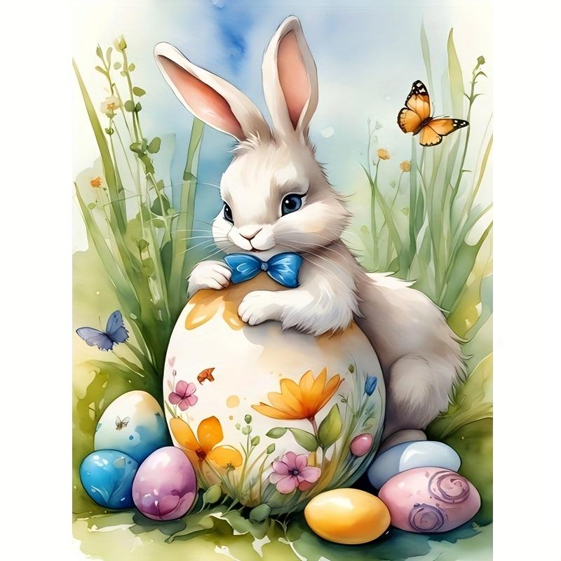 Metal Rabbit Egg Cross Stitch Kit Beginner Wall Art Home Decor 20x30cm