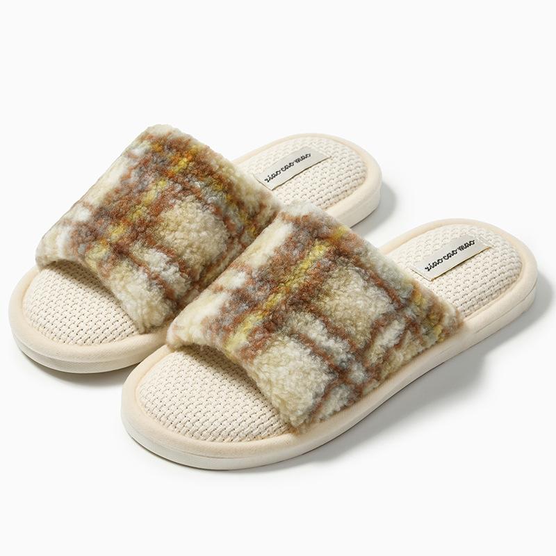 

New four-season linen slippers women s spring and autumn home non-slip and wear-resistant silent sweat-absorbing cotton and linen cool slippers 36-37 is suitable for 35.36 feet жовтий