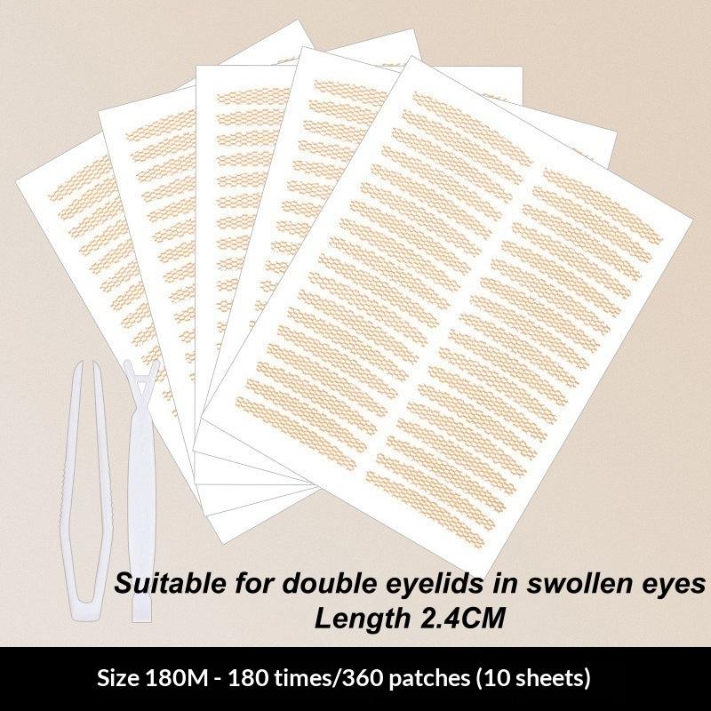 10 Sheets Eyelid Stickers Clear Ultra-Thin Eye Lid Strips With Tweezers Long-Lasting Lace Eyelid Stickers For Natural Big Eye