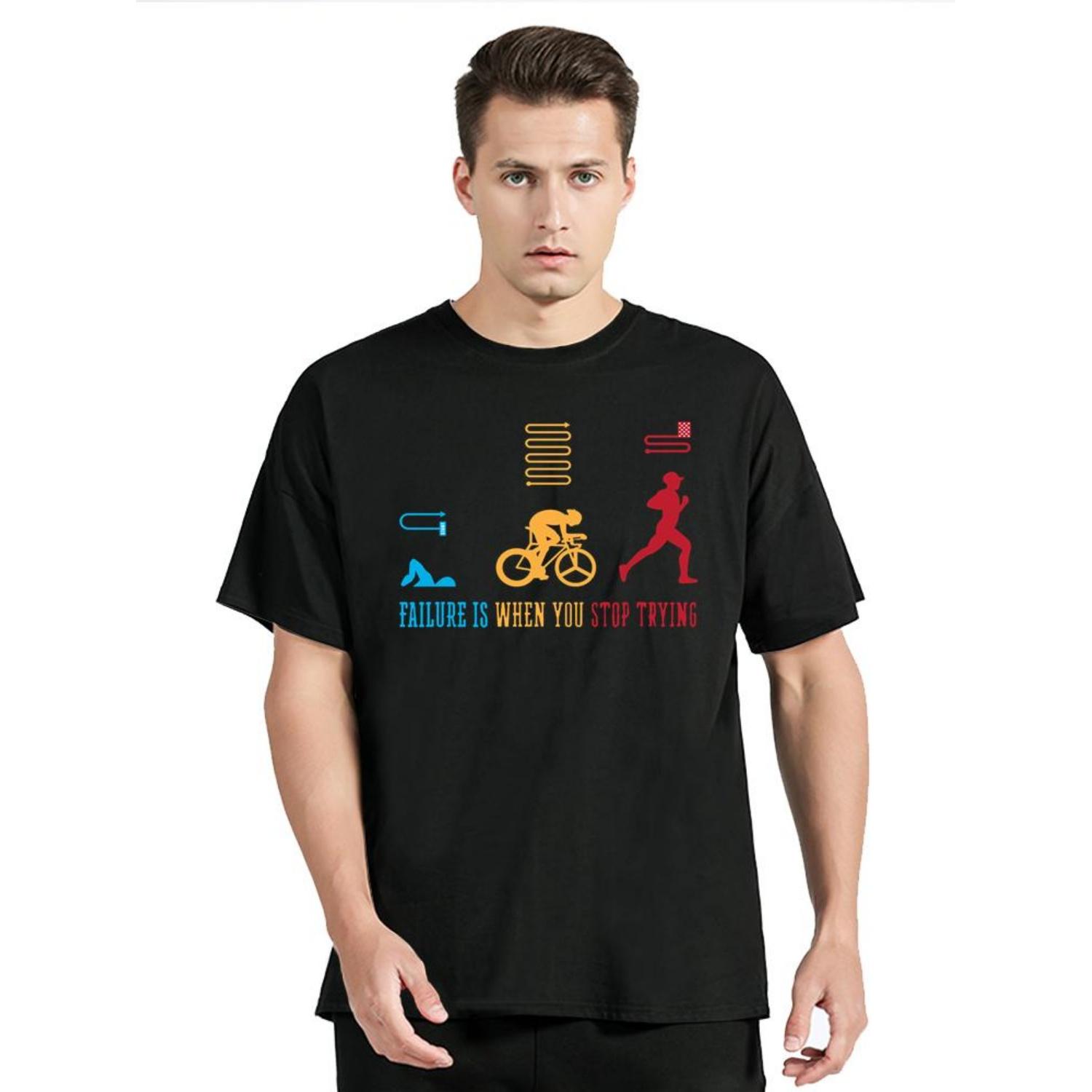 

Summer Tops Mens Clothing TOPS Sports Triathlete Swim Bike Run Triathlon TShirt New Casual Cotton Tshirt Fitness T Shirt XXXXXL чорний