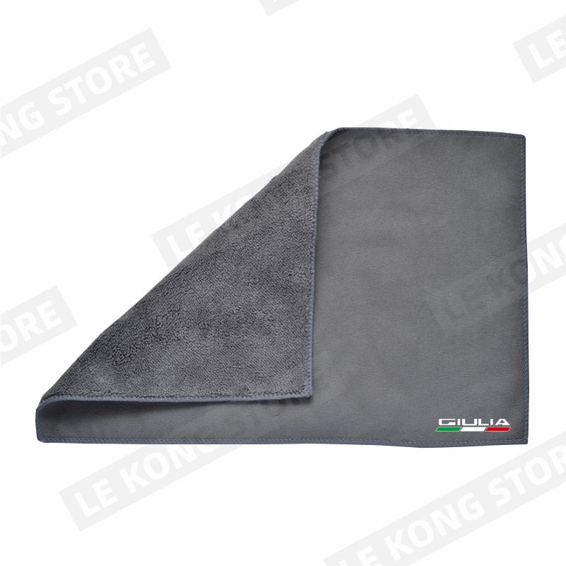 For Alfa Romeo Giulietta Stelvio Giulia Italian Flag Logo Cleaning Drying Cloth Car Wash Towel Soft Wash Double Layer Rags