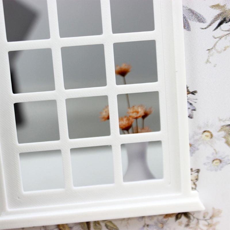 White Miniature Doll House Window Frame With Panels For Customizable Doll Accessories