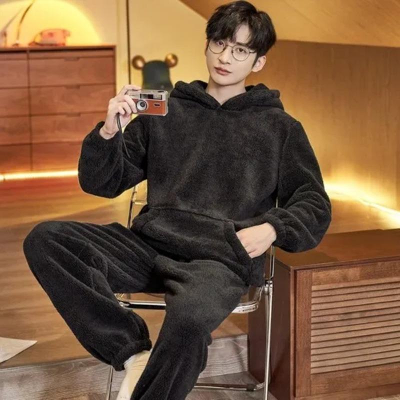 Pyjamas für Herren Lässige Flanell-Pyjama-Sets Hausanzug Winter Warm Pyjamas Männliche Nachtwäsche