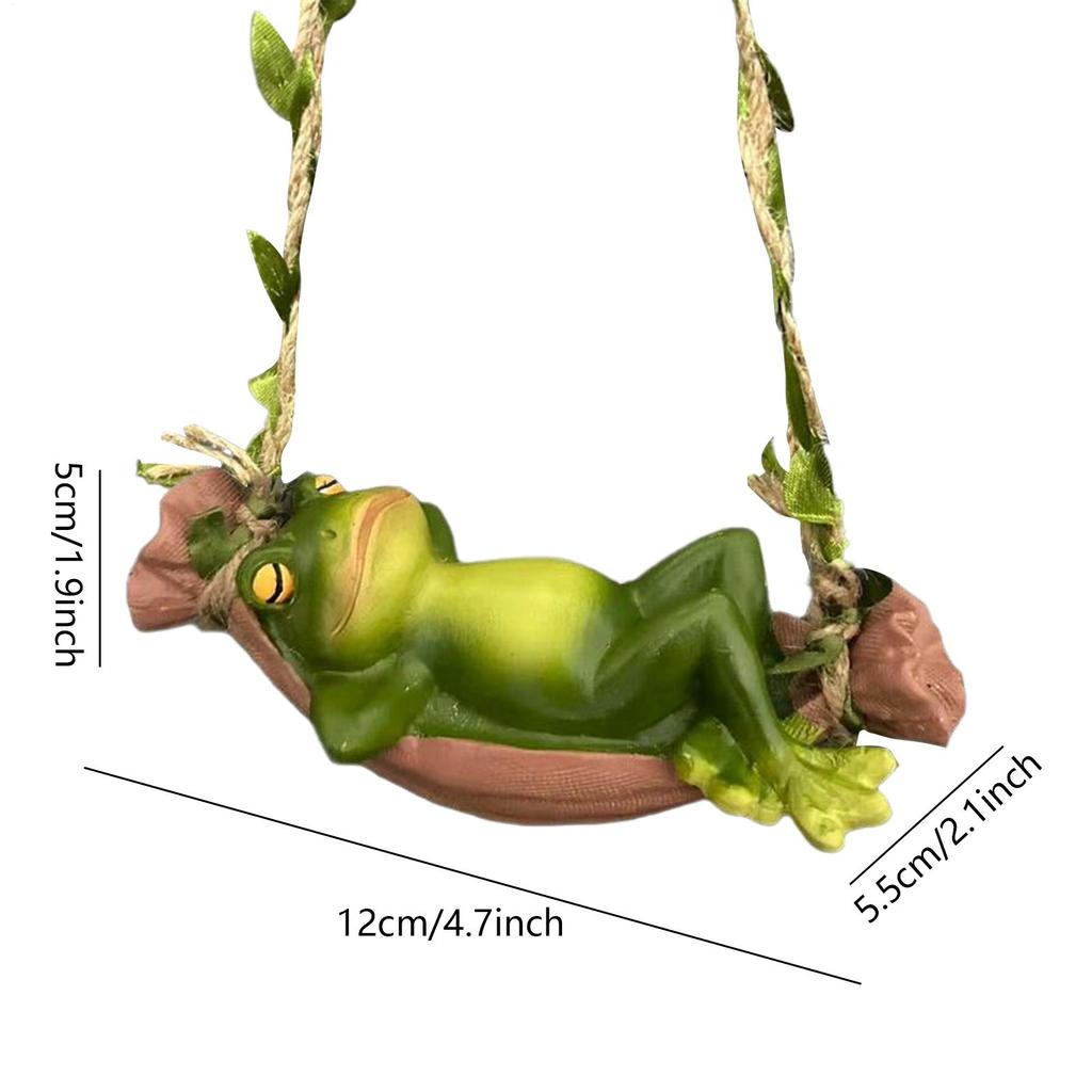 Frog Garden Statue Sleeping Frog On Swing Tree Sculpture Animal Cute Figurine For Patio Yard Porch Lawn Balcony Tree Decor