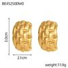 INSSGG European Diamond Quilted Oval Stud Earrings in Titanium Steel