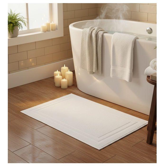 Tapis de bain en coton 45 x 70 cm Lilas blanc