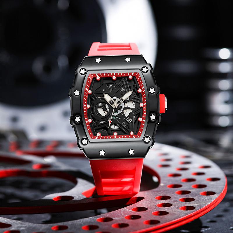 High-Value Fashion Quartz Watch Trendy Luminous Five-Pointed Star Barrel-Shaped Men'S Watch