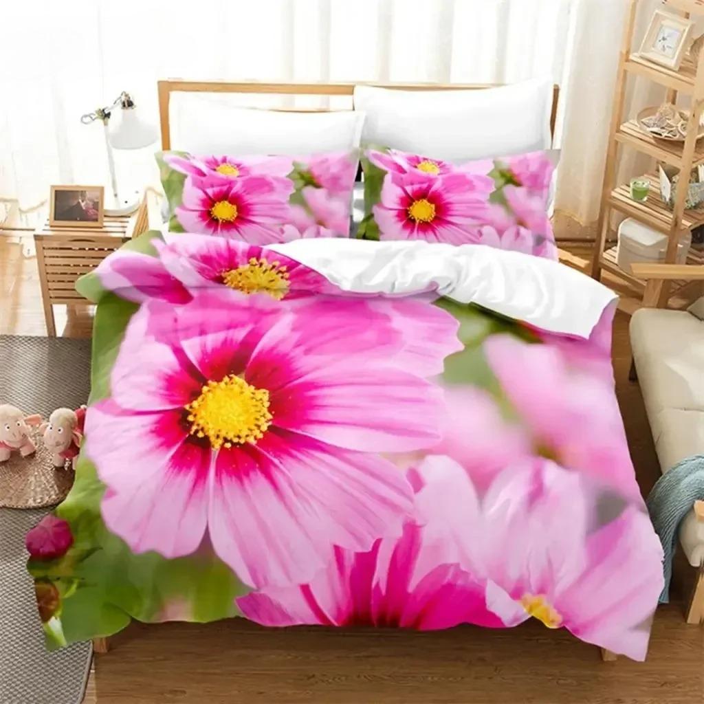 Daisy Queen Bedding Set Flowers Duvet Cover Set Bedding Digital Printing Bed Linen King Size Duvet Cover Set Bedding Sets