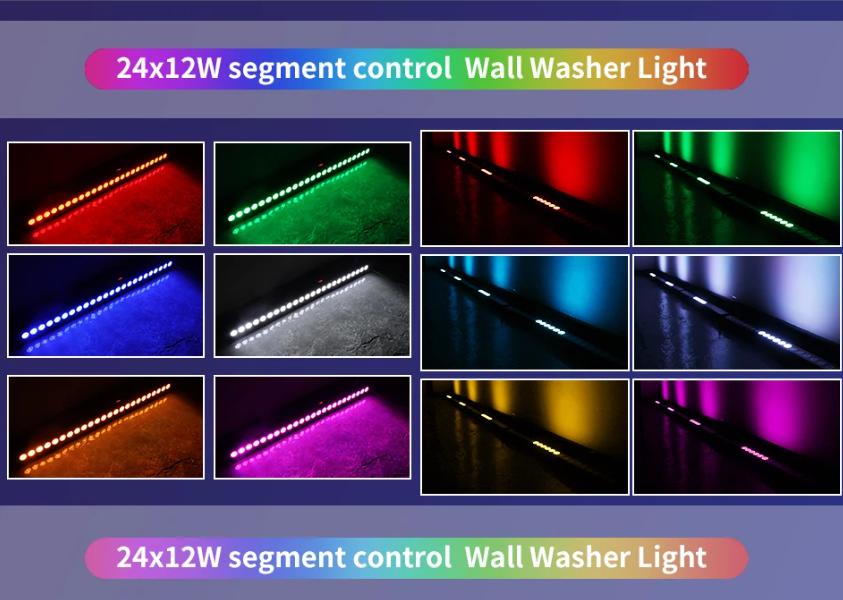 24x12W RGBWAUV 6in1 LED Wall Washer DMX Control LED Strip Light 25 Degree Lens Angle Professional Stage Party DJ Disco Equipment