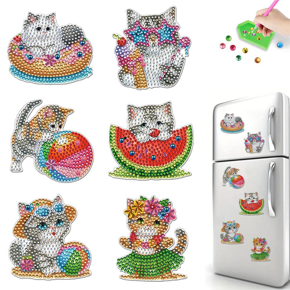 6Pcs Fridge Magnets Diamond Art Diamond Painting Kits DIY Diamond Art Refrigerator Magnets DIY Art Crafts for Adults Beginners